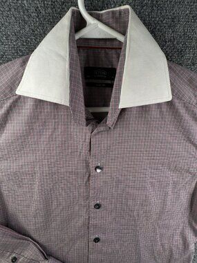 Eton Ganghester Button Up Shirt Long Sleeve Men 14.5 Slim Fit Red Black Check